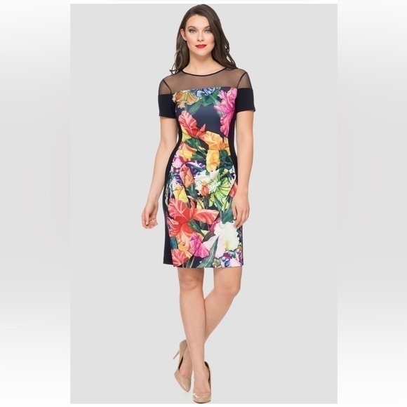 NWT Joseph Ribkoff Multi-Midnight Blue Dress Style 191719 Garden Party - Picture 1 of 9